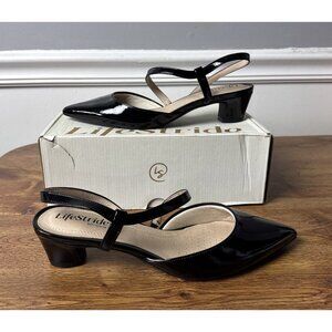 LifeStride Women's Minimalist Slingback Shoes ~ Size 7.5 M ~ Black Patent
